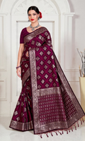 Royal Wine Silk Saree with Antique Zari Border