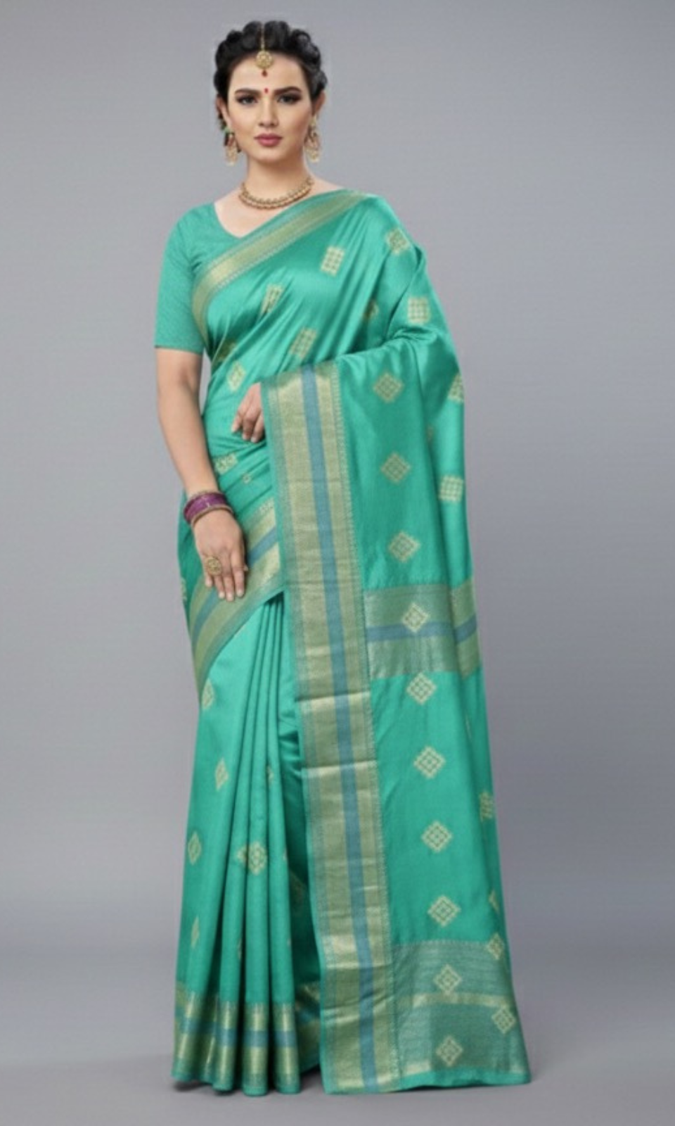 Rich Royal Blue saree with sophisticated silver zari border and woven motifs.