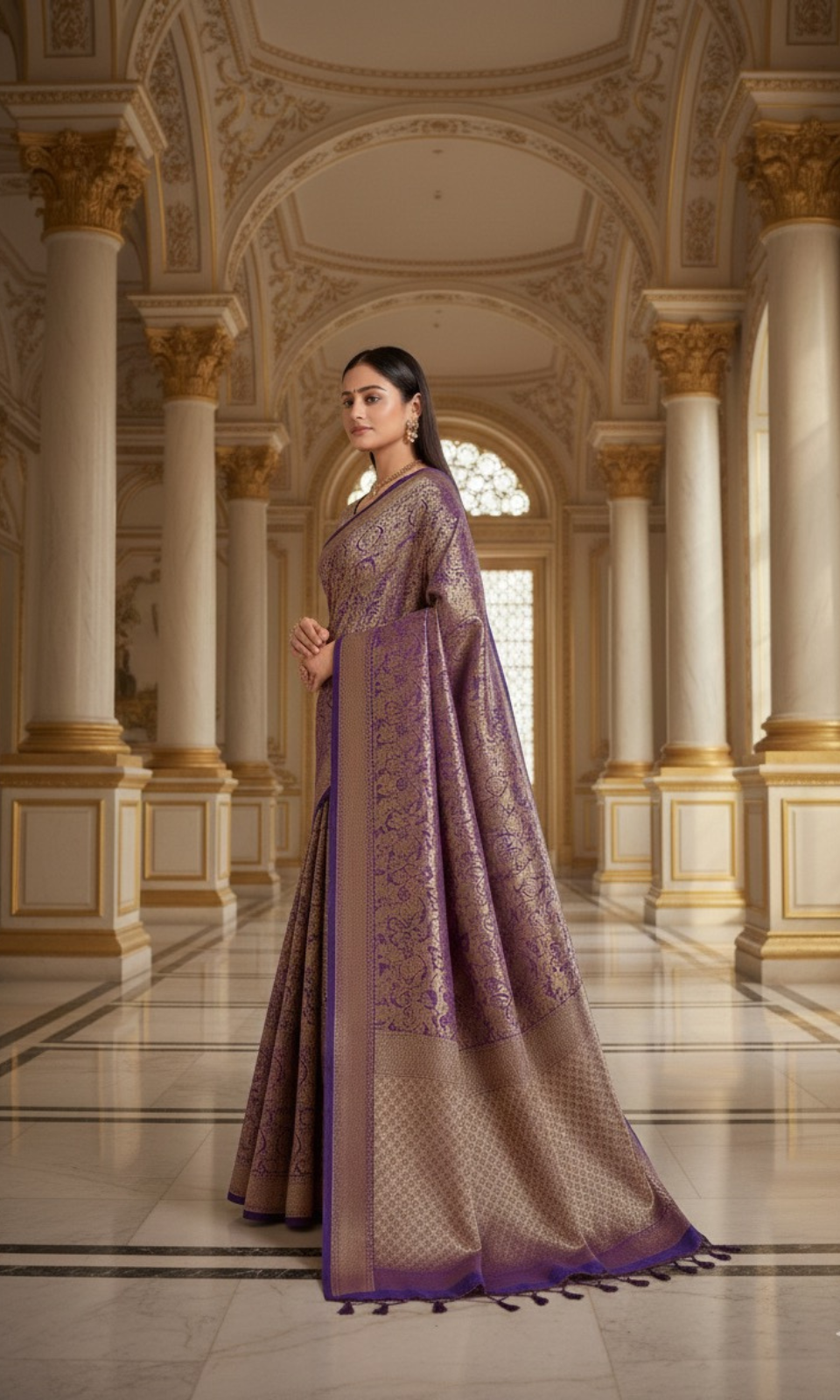 Premium Olive Green Jacquard Saree with Elegant Woven Border