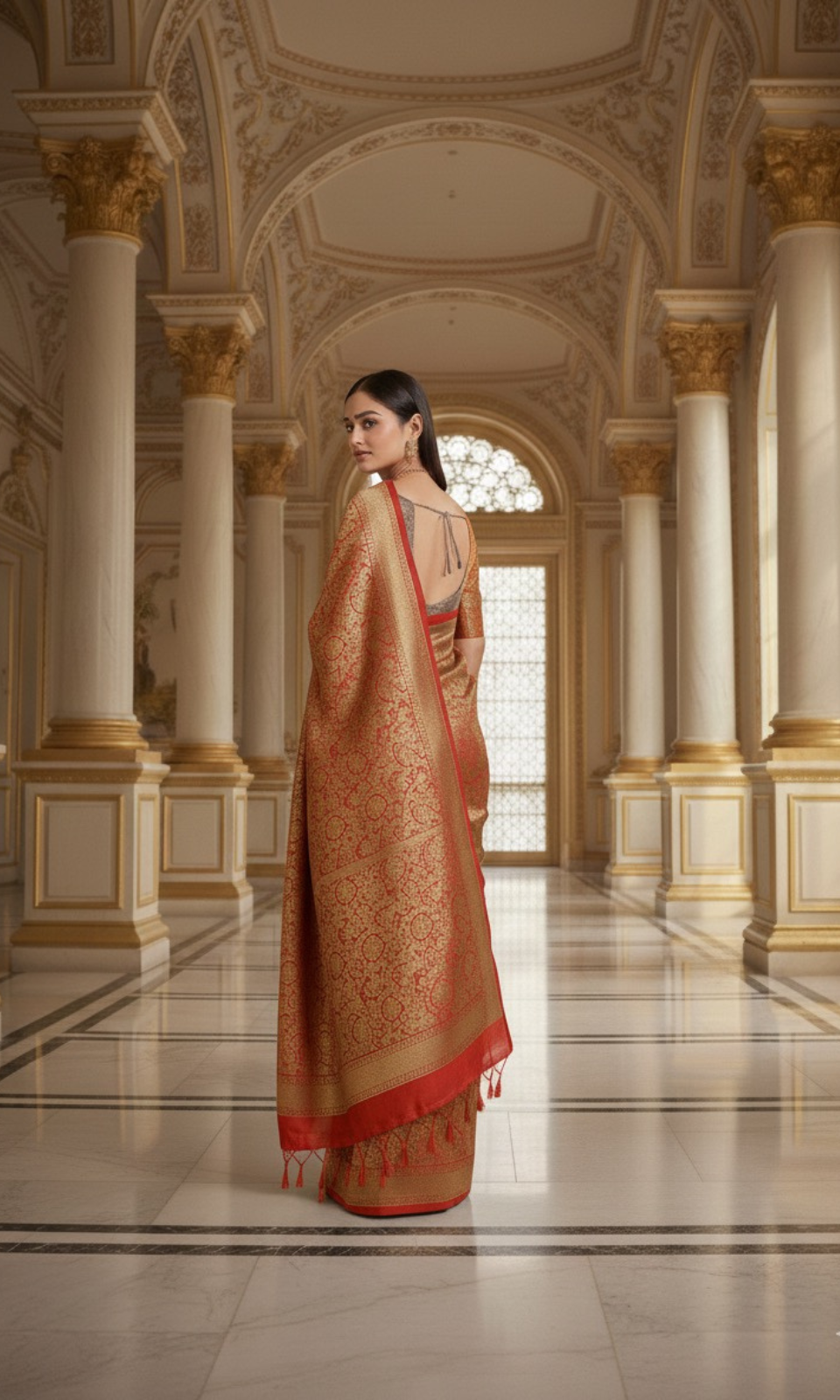 Premium Olive Green Jacquard Saree with Elegant Woven Border