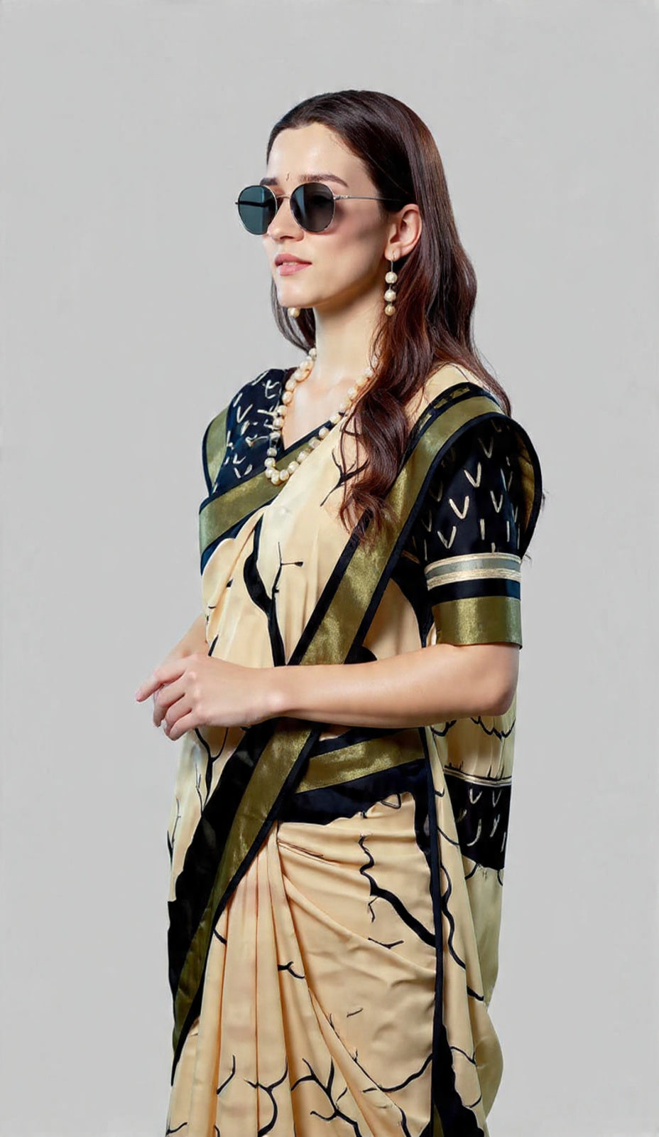 Premium Printed Linen Saree with Contrast Border